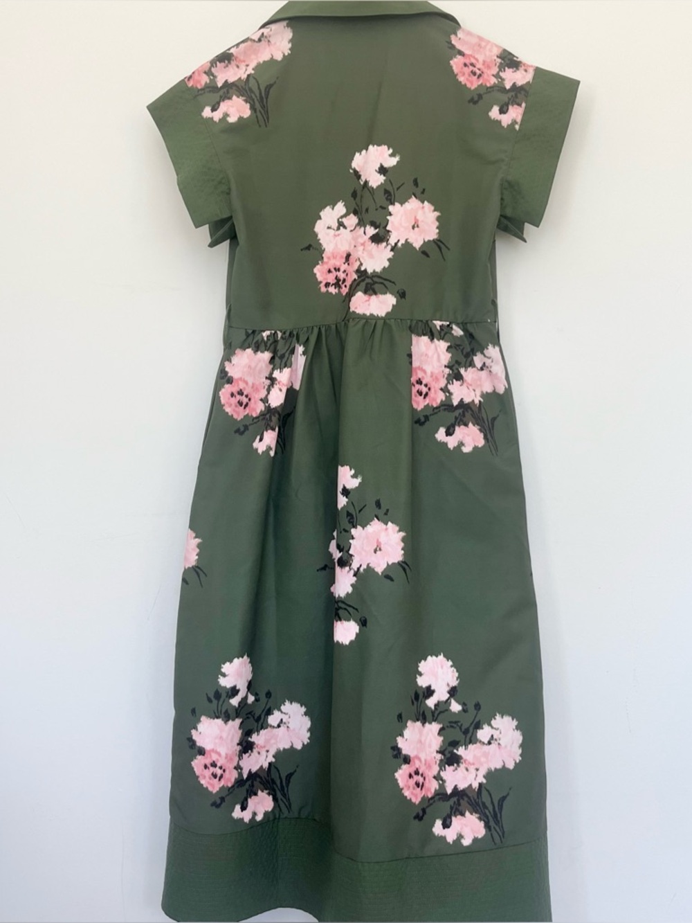 Tuckernuck Olive and Pressed Chloe Green Pink Floral Midi Dress Wide Sleeves Med - Picture 14 of 15